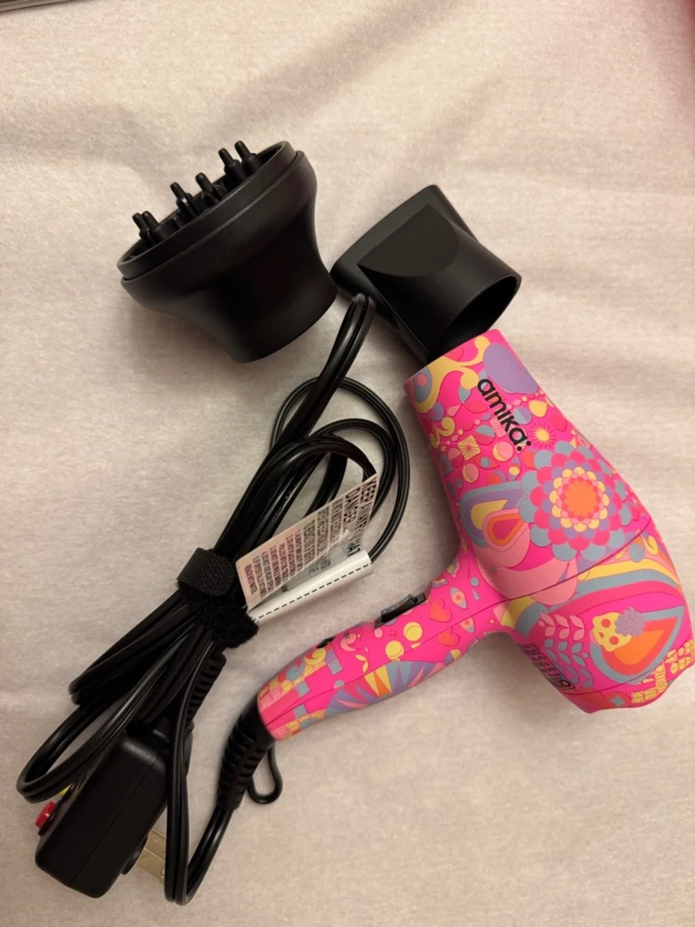 amika Pink Patterned Mini Ionic Hair Dryer - Picture 10 of 11